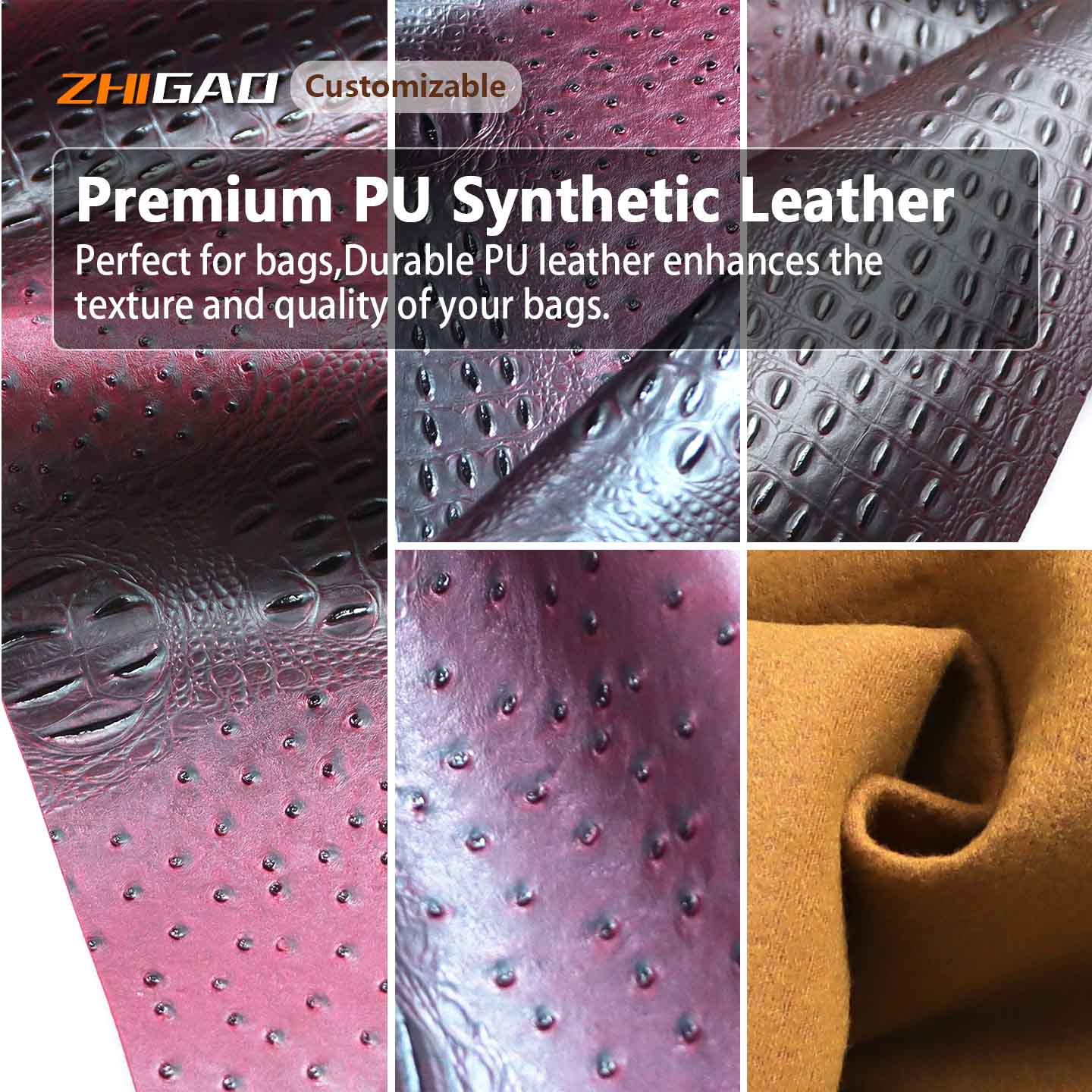 Zhigao Leather Factory lanserer nytt premium strutsmønster PU-skinn for veskeproduksjon Zhigao Leather Factory lanserer nytt premium strutsmønster PU-skinn for veskeproduksjon